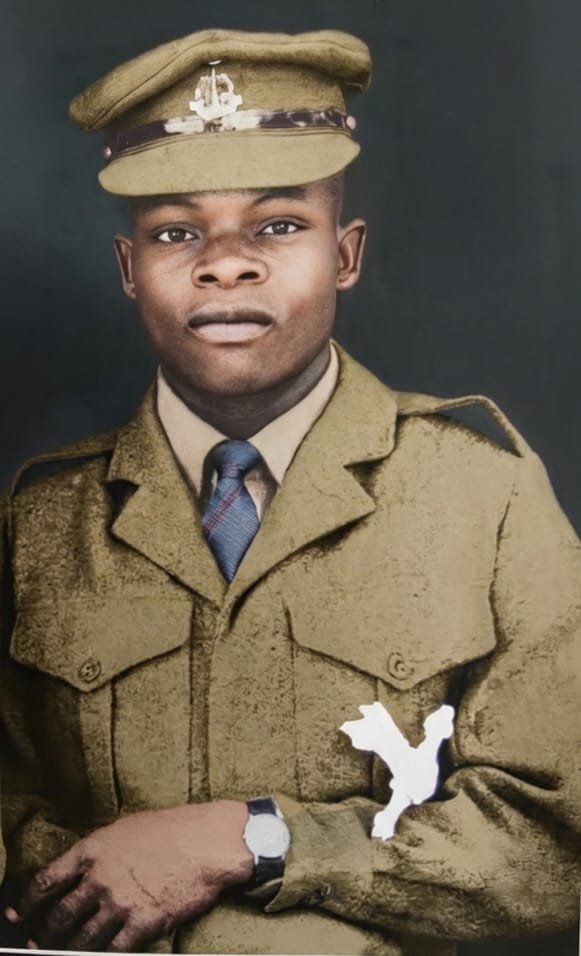 Private Stanley Egwuatu NwaUbani in uniform as a young soldier