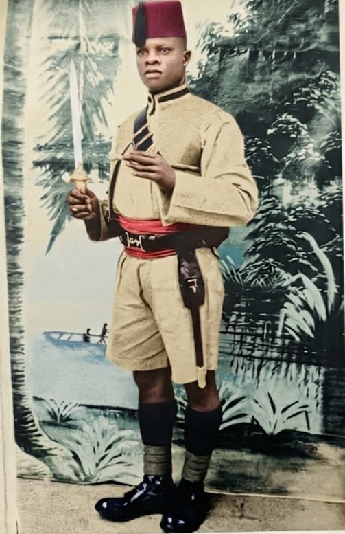 In ceremonial dress